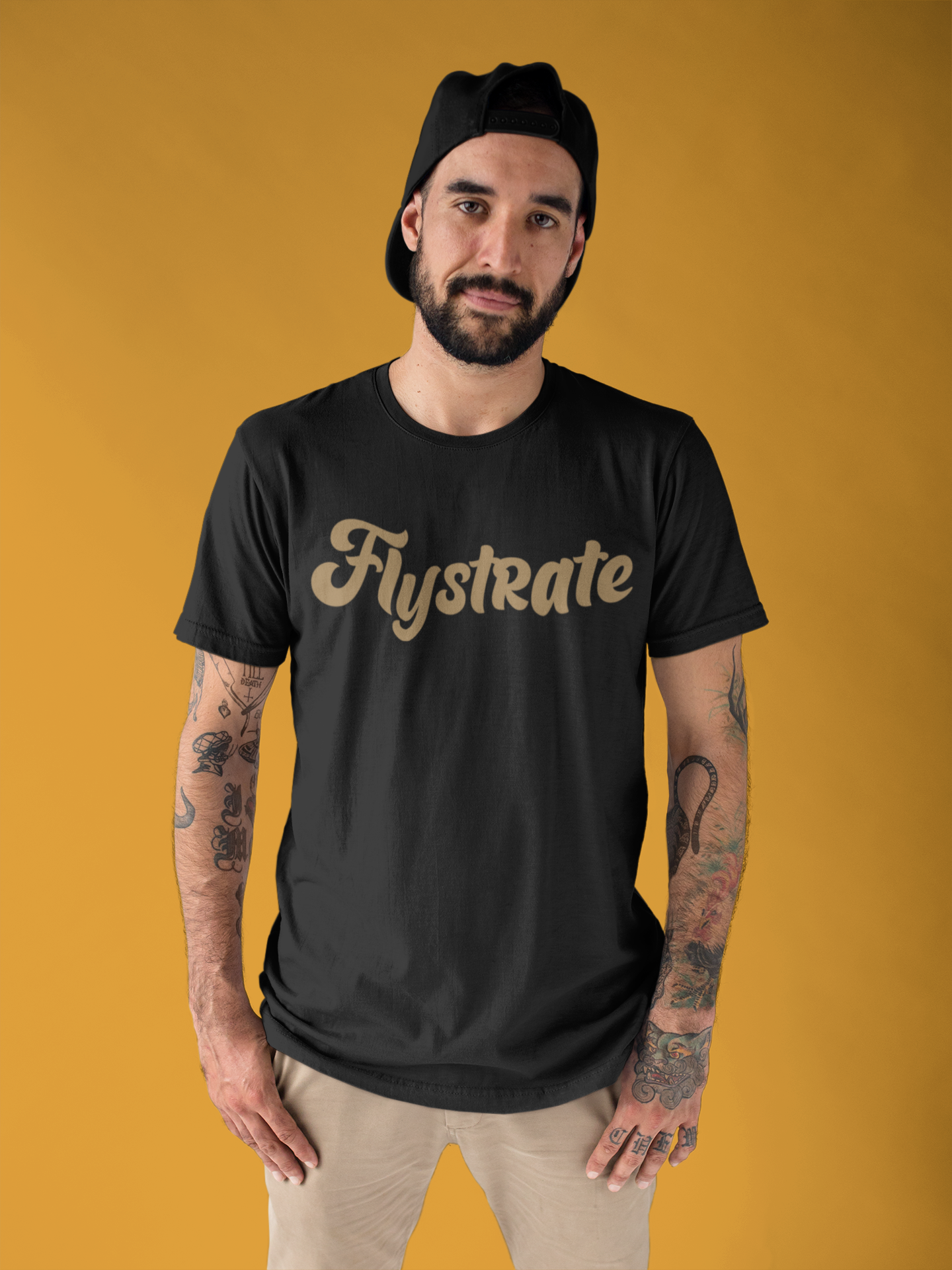 Flystrate khaki logo tee shirt