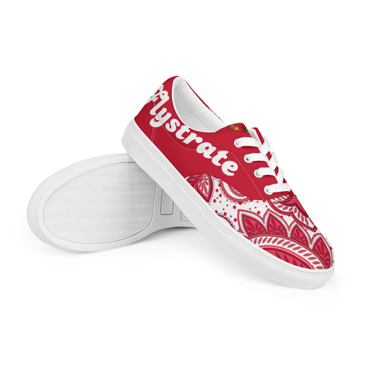 Flystrate Red paisley lace-up canvas shoes