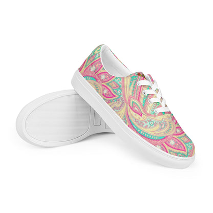 Women’s Flystrate Pink Paisley lace-up canvas shoes